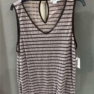 Liz Claiborne Brown and Cream Striped Tank Top